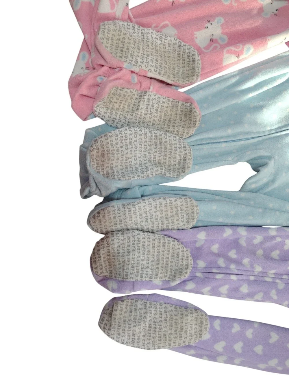 Carter's Pink, Light Blue & Lavender Footed One-Piece Sleepers Lot Of 3 Size 4T